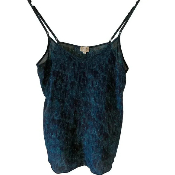 Wilfred Aritzia Silk  Camisole Tank Top Sz XS Emerald Green Black Feminine Light - Picture 2 of 11
